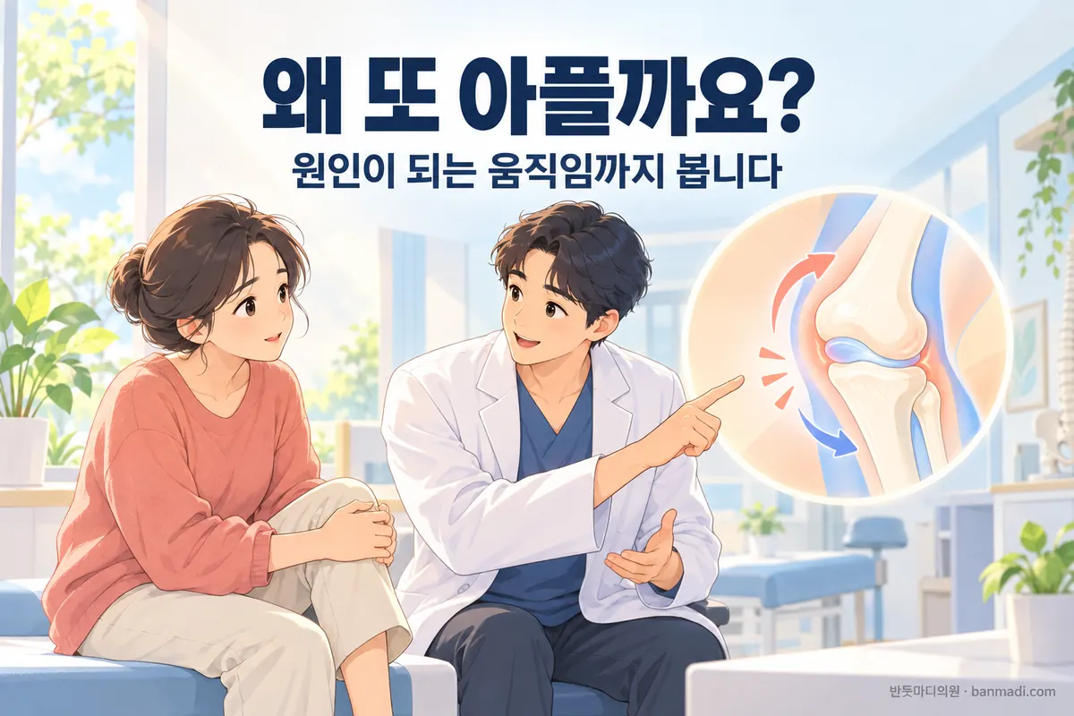 주사로 통증만 줄이면 왜 또 아플까요? 원인이 되는 움직임까지 같이 봅니다