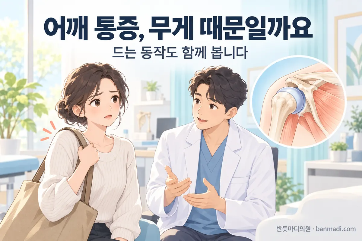 가방을 들 때 어깨가 아프면 무게 때문일까요? 드는 동작도 함께 봅니다