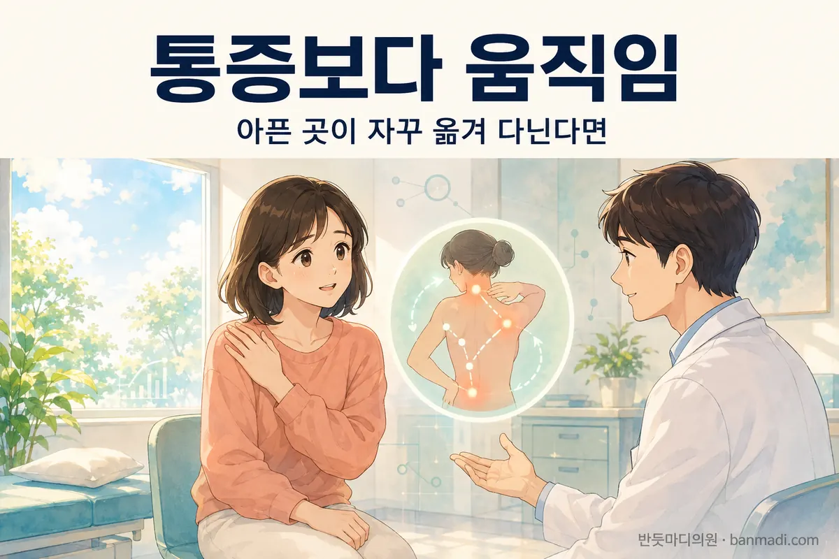 아픈 곳이 자꾸 옮겨 다닌다면, 통증보다 움직임을 봐야 합니다