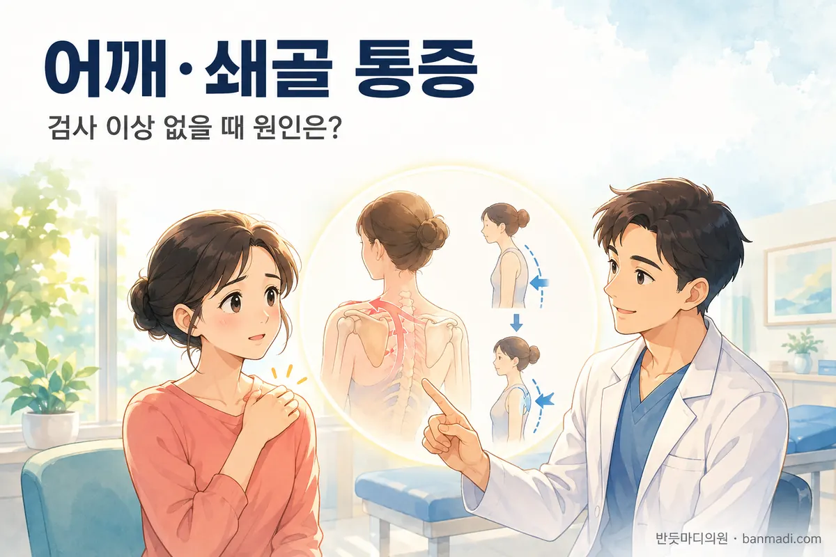 어깨 앞쪽과 쇄골 통증, 검사에서 이상이 없다는데 어떻게 치료해야 할까요?
