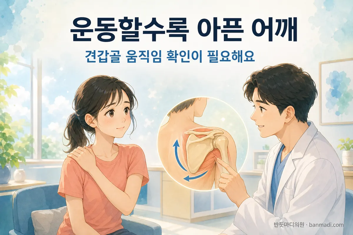 운동을 열심히 하는데, 어깨가 가면 갈수록 아파요. -> 견갑골을 잘못 쓰고 계신지 확인이 필요합니다.