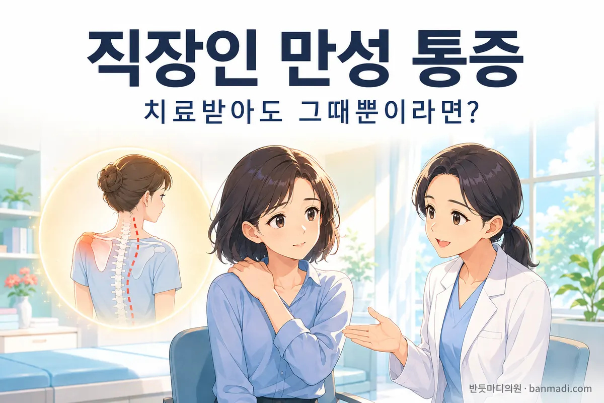 직장인의 목과 어깨 만성 통증, 뻐근함 - 치료받아도 그때뿐이라면?